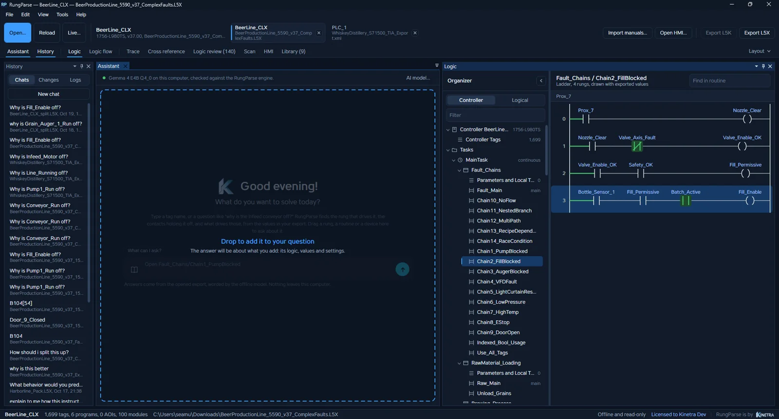 RungParse writing an answer beside the ladder view
